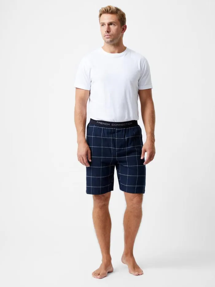 French Connection Shorts French Connection Pj Flannel Shorts Marinewhite 8211 Man