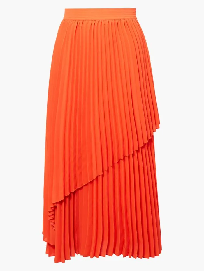 French Connection Skirts and Shorts Arie Pleated Midi Skirt Mandarin Red 8211 Woman