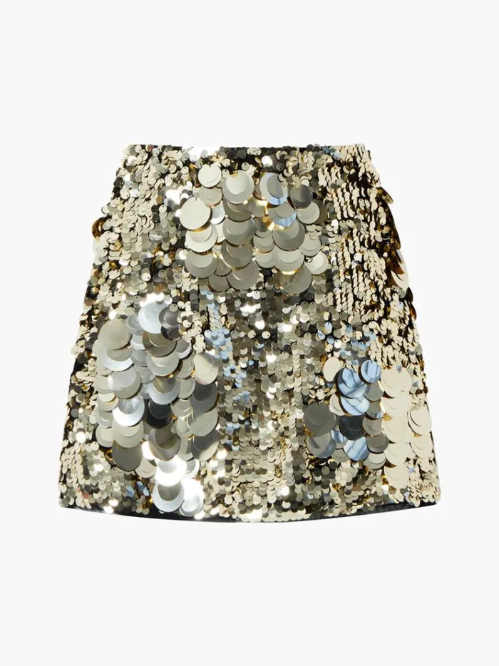 French Connection Skirts and Shorts Elodie Sequin Mini Skirt Metallic Gold 8211 Woman