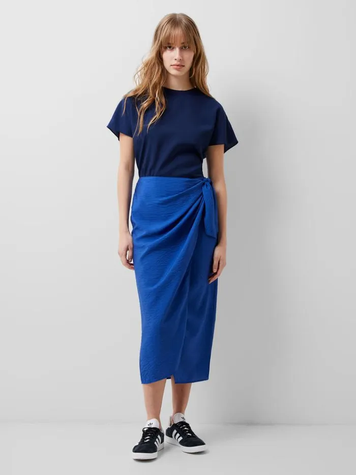 French Connection Skirts and Shorts Faron Drape Midi Skirt Cobalt Blue 8211 Woman
