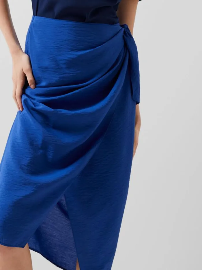 French Connection Skirts and Shorts Faron Drape Midi Skirt Cobalt Blue 8211 Woman