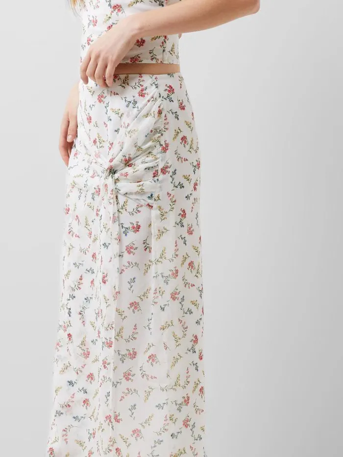 French Connection Skirts and Shorts Floriana Hallie Crinkle Skirt Summer White 8211 Woman