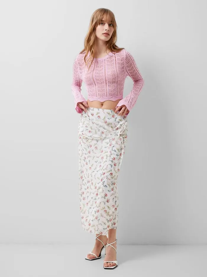 French Connection Skirts and Shorts Floriana Hallie Crinkle Skirt Summer White 8211 Woman