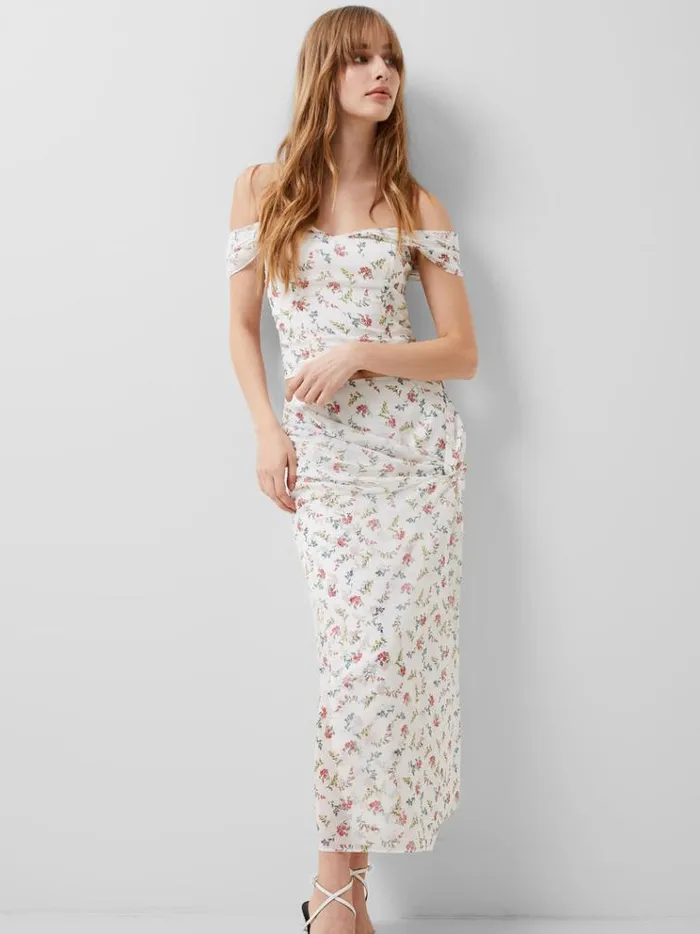 French Connection Skirts and Shorts Floriana Hallie Crinkle Skirt Summer White 8211 Woman