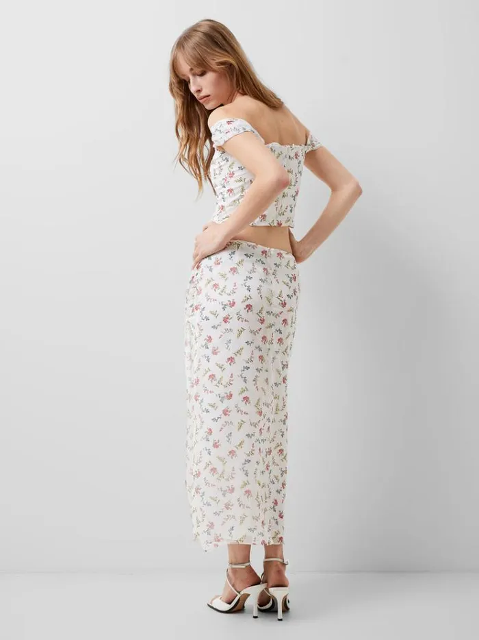 French Connection Skirts and Shorts Floriana Hallie Crinkle Skirt Summer White 8211 Woman