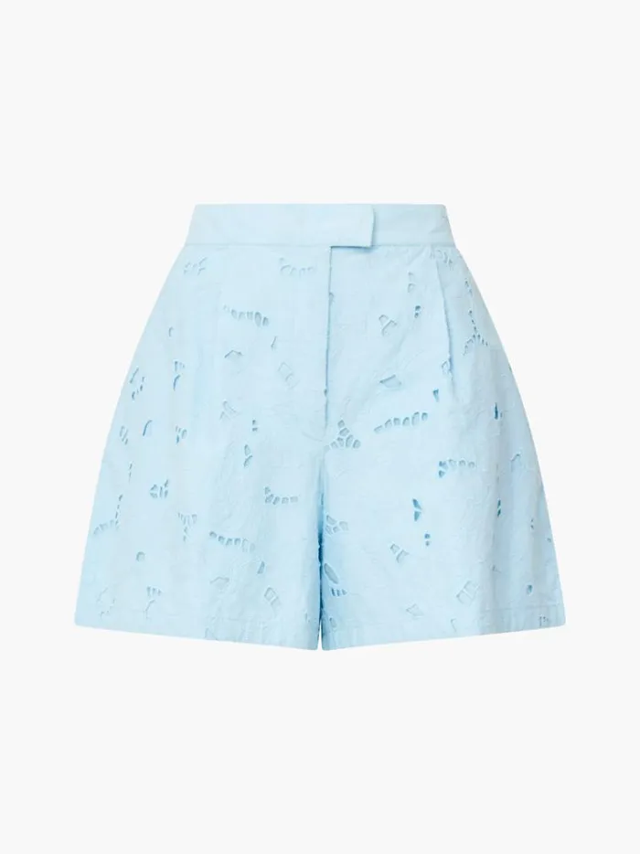 French Connection Skirts and Shorts Rhodes Cotton Embroidered Shorts Cashmere Blue 8211 Woman