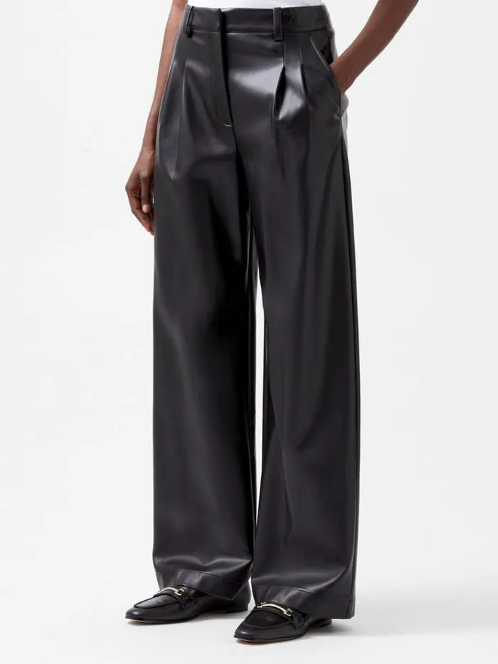 French Connection Trousers Crolenda Pu Wide Leg Trousers Blackout 8211 Woman
