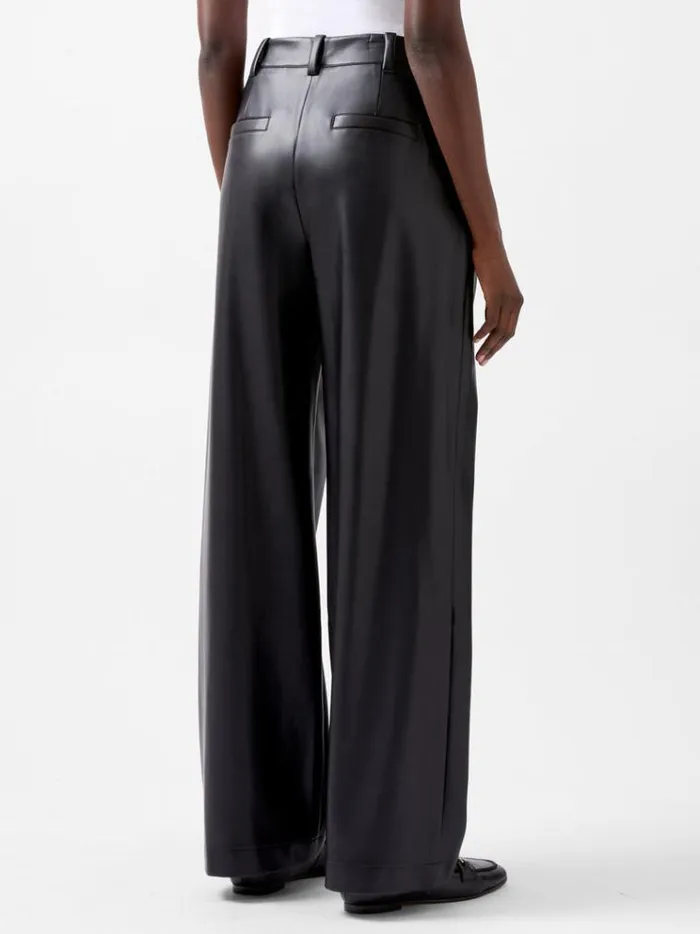 French Connection Trousers Crolenda Pu Wide Leg Trousers Blackout 8211 Woman