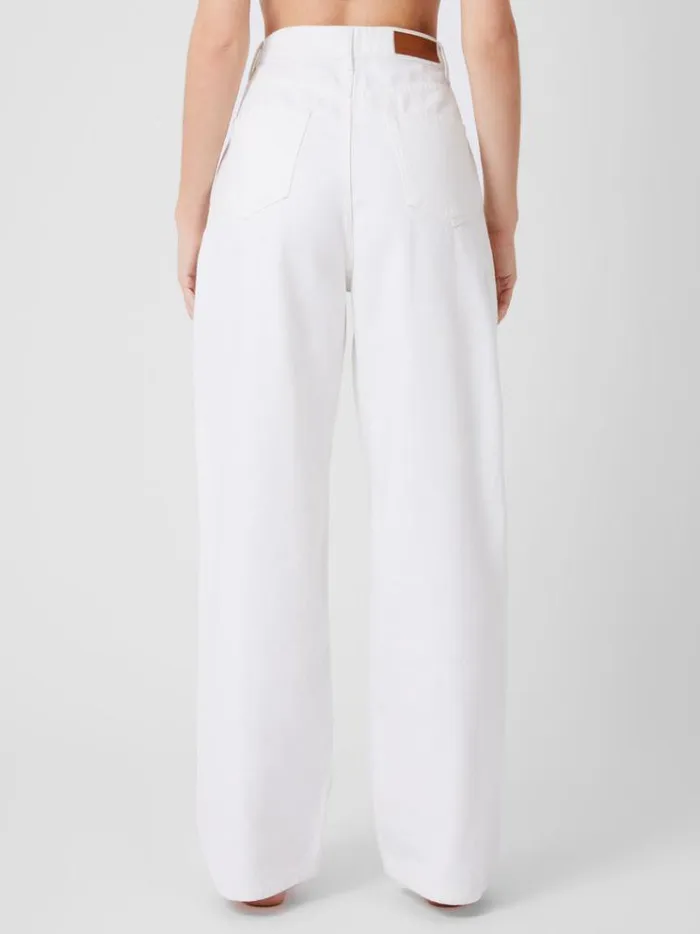 French Connection Trousers Finley Denim Wide Leg Jeans 32 Inch Ecru 8211 Woman