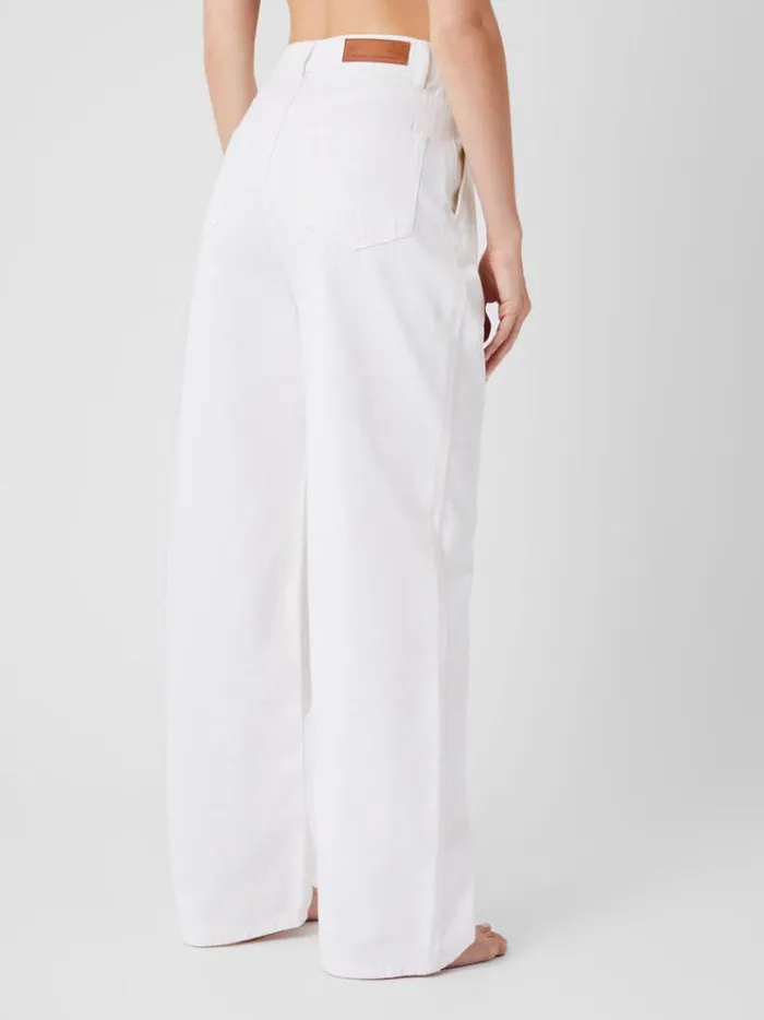 French Connection Trousers Finley Denim Wide Leg Jeans 32 Inch Ecru 8211 Woman