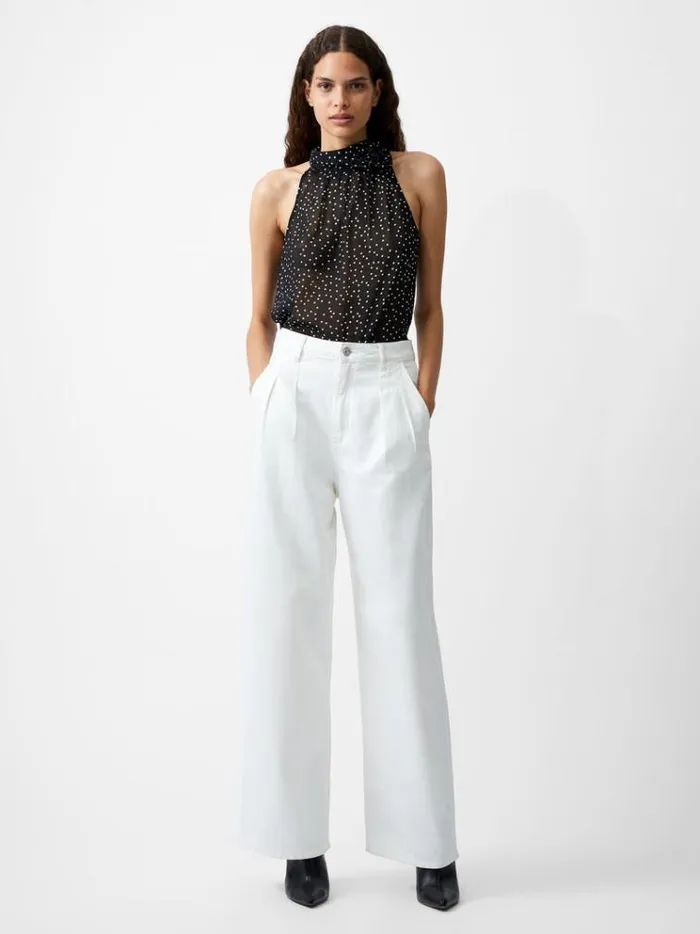 French Connection Trousers Finley Denim Wide Leg Jeans 32 Inch Ecru 8211 Woman