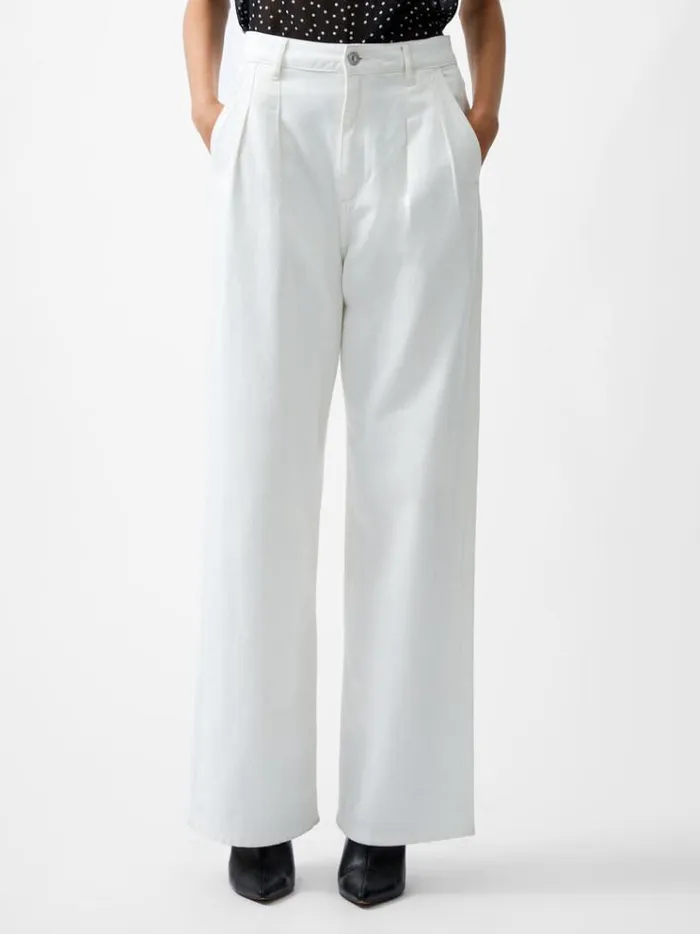 French Connection Trousers Finley Denim Wide Leg Jeans 32 Inch Ecru 8211 Woman