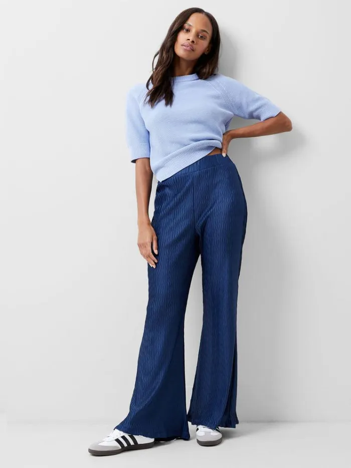 French Connection Trousers Scarlette Plisse Trousers Midnight Blue 8211 Woman