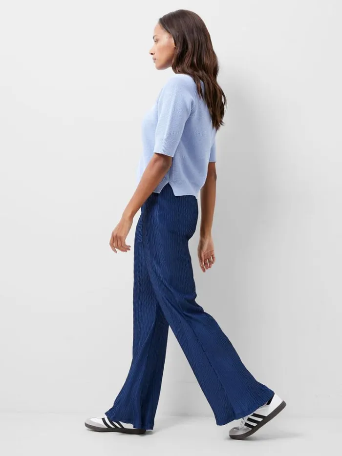 French Connection Trousers Scarlette Plisse Trousers Midnight Blue 8211 Woman