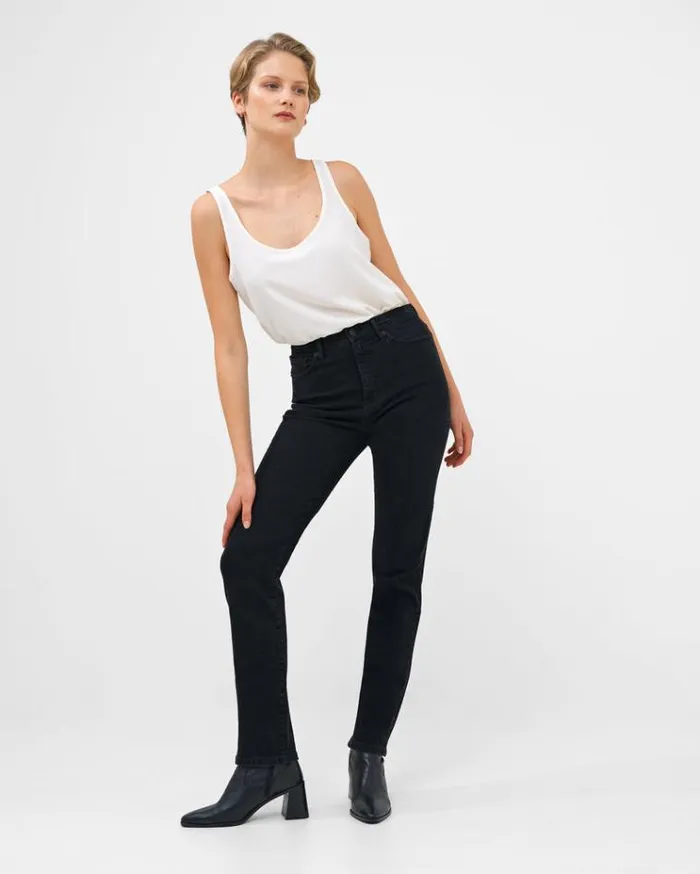 French Connection Trousers Stretch Denim Cigarette Fit High Waisted Jeans 34 Inch Black 8211 Woman