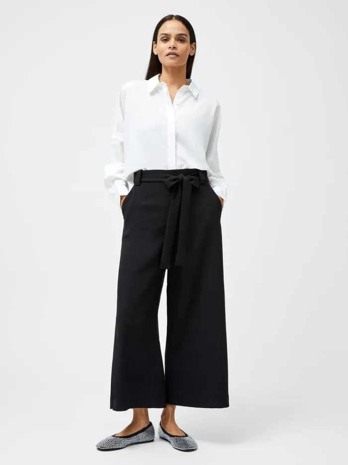 French Connection Trousers Whisper Belted Culottes Black 8211 Woman