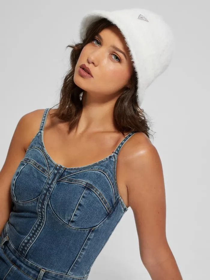 Fuzzy Bucket Hat White Multi Hats and Scarves GUESS Women Fuzzy Bucket Hat White Multi Hats and Scarves GUESS Women