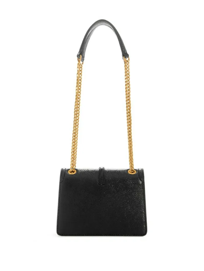 Gilded Glamour Mini Convertible Crossbody Black Floral Print Women Handbags GUESS