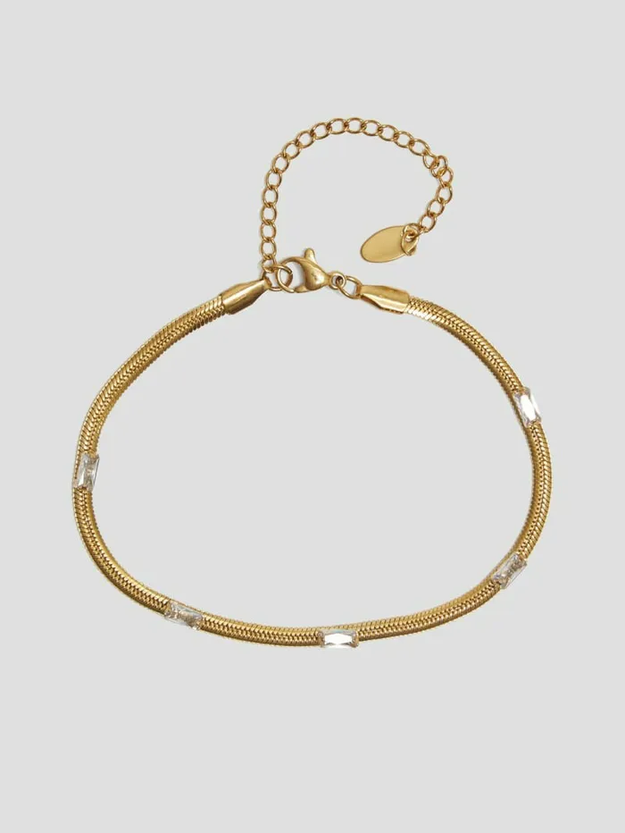 GUESS 14K GoldPlated Baguette Snake Chain Bracelet Gold Women Jewelry