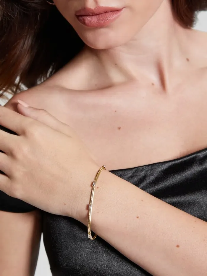 GUESS 14K GoldPlated Baguette Snake Chain Bracelet Gold Women Jewelry
