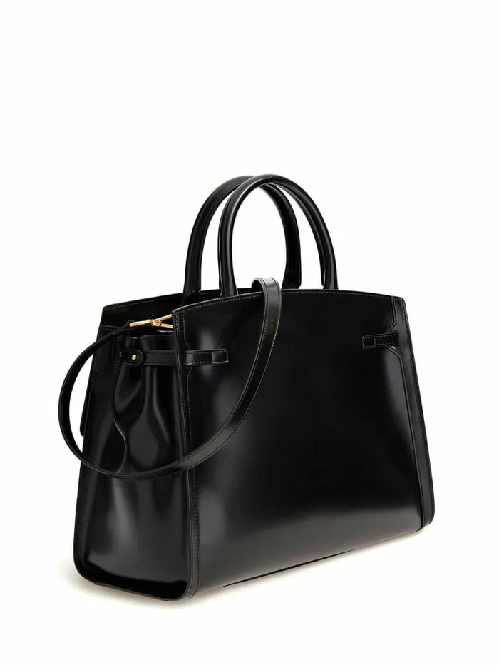GUESS Cristina Medium Leather Satchel Black Floral Print Women Handbags GUESS Cristina Medium Leather Satchel Black Floral Print Women Handbags