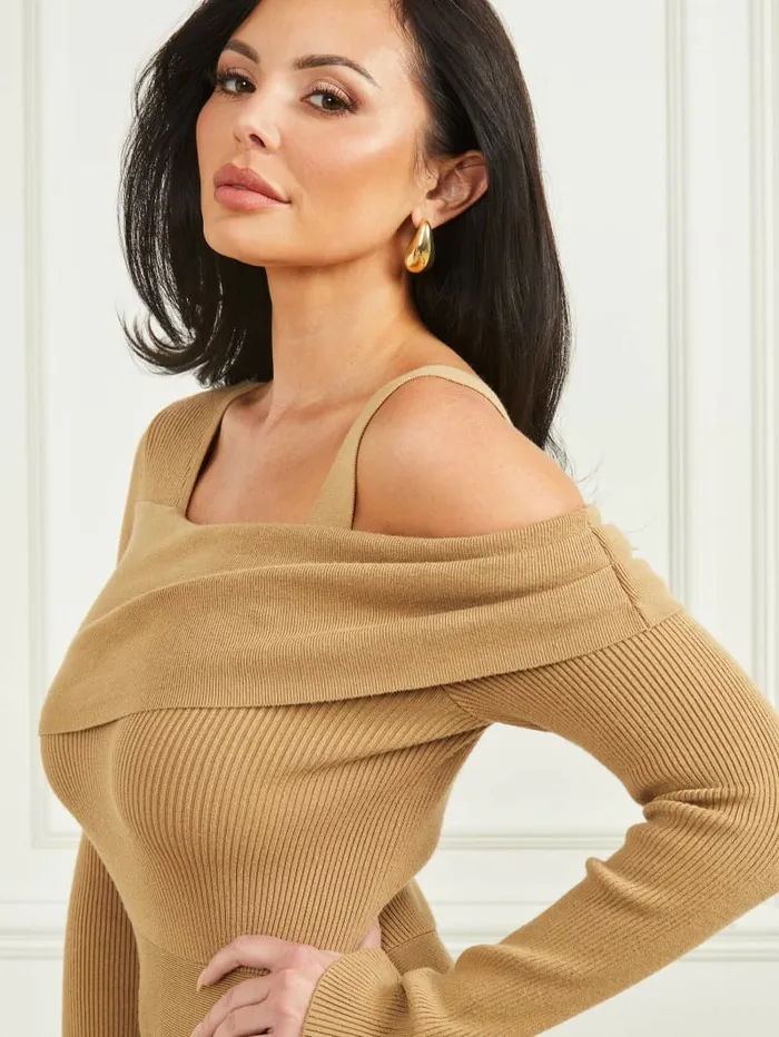 GUESS Dresses and Jumpsuits Women Dinah Fit and Flare Dress Macchiato Multi GUESS Dresses and Jumpsuits Women Dinah Fit and Flare Dress Macchiato Multi