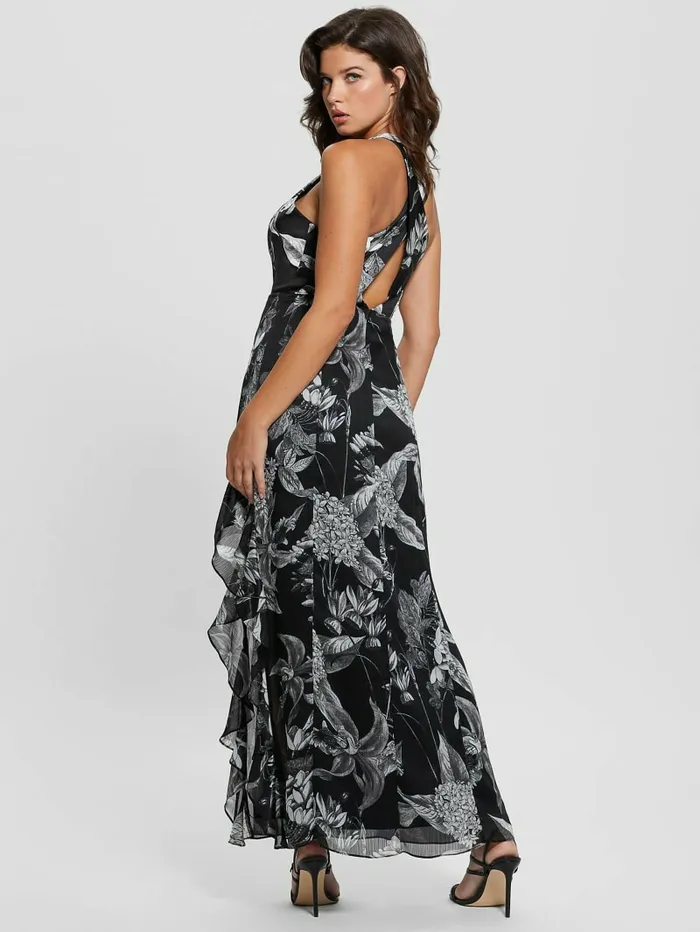 GUESS Dresses and Jumpsuits Women Eco Evangelina Maxi Dress Phantom Flora Print Black GUESS Dresses and Jumpsuits Women Eco Evangelina Maxi Dress Phantom Flora Print Black