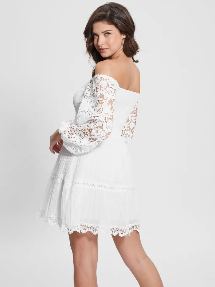 GUESS Dresses and Jumpsuits Women Eco OfftheShoulder Katerina Dress Pure White GUESS Dresses and Jumpsuits Women Eco OfftheShoulder Katerina Dress Pure White