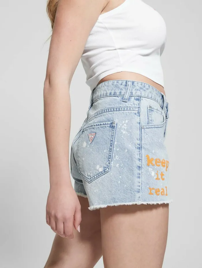 GUESS Graphic Splatter Denim Mom Shorts Artist Splash Women Jeans and Denim GUESS Graphic Splatter Denim Mom Shorts Artist Splash Women Jeans and Denim