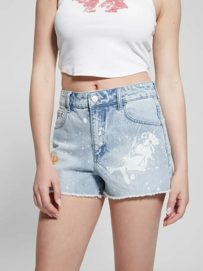 GUESS Graphic Splatter Denim Mom Shorts Artist Splash Women Jeans and Denim GUESS Graphic Splatter Denim Mom Shorts Artist Splash Women Jeans and Denim