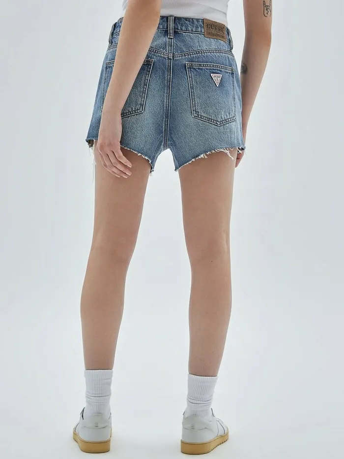 GUESS GUESS Originals Kit Destroyed Denim Shorts Go Fez Medium Wash Women Bottoms GUESS GUESS Originals Kit Destroyed Denim Shorts Go Fez Medium Wash Women Bottoms
