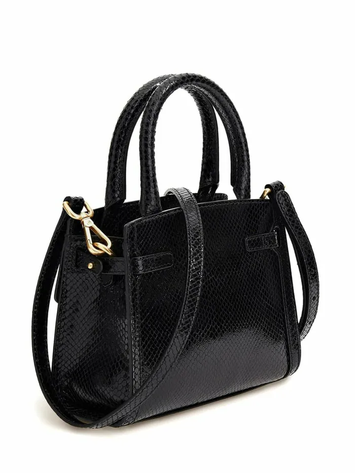 GUESS Handbags Women Cristina Small Leather Satchel Black Floral Print GUESS Handbags Women Cristina Small Leather Satchel Black Floral Print