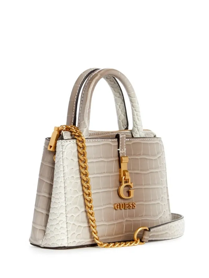 GUESS Handbags Women James Embossed Mini Satchel Rose GoldSmoke Gray GUESS Handbags Women James Embossed Mini Satchel Rose GoldSmoke Gray