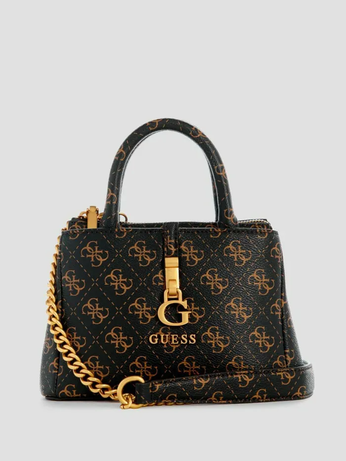 GUESS Handbags Women James Quattro G Mini Satchel Brown Multi