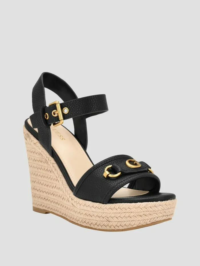 GUESS Hisley Wedge Sandals Black 002 Women Heels