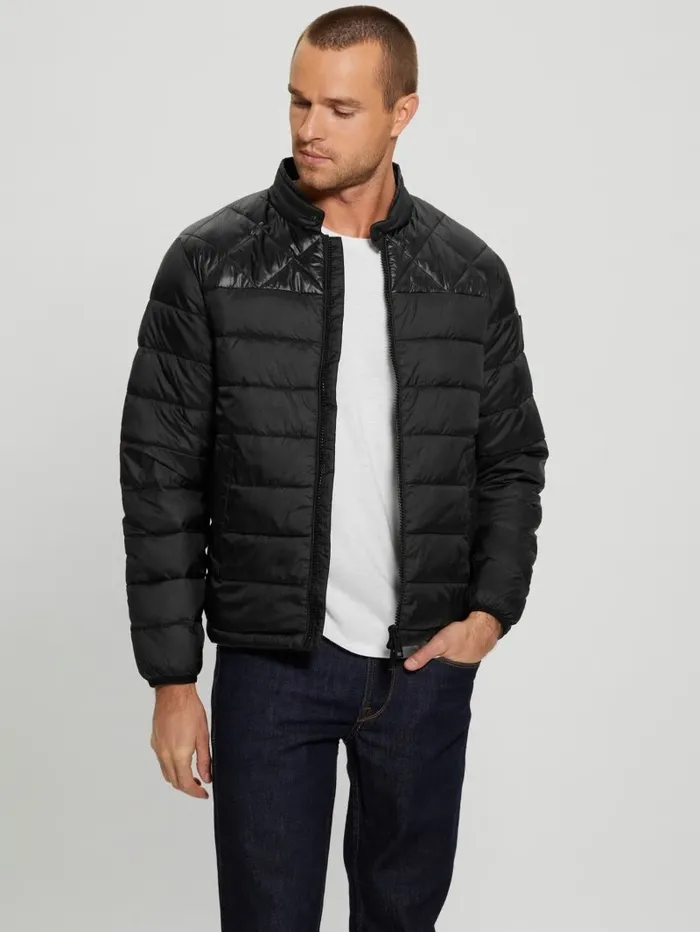 GUESS Jackets and Coats Men Eco Lightweight Puffer Jacket Jet Black Multi