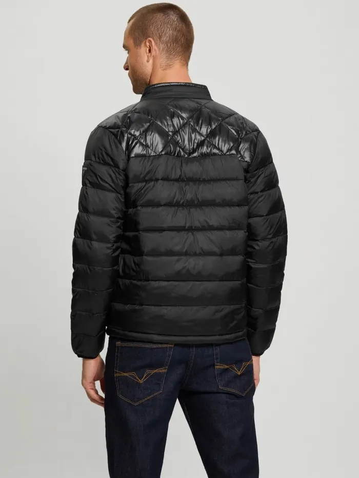 GUESS Jackets and Coats Men Eco Lightweight Puffer Jacket Jet Black Multi GUESS Jackets and Coats Men Eco Lightweight Puffer Jacket Jet Black Multi