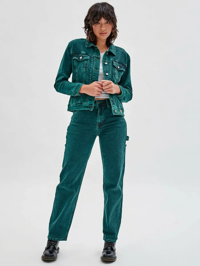 GUESS Jackets and Coats Women GUESS Originals x Batman Oversized Embossed Jacket Go Riddler Green Wash