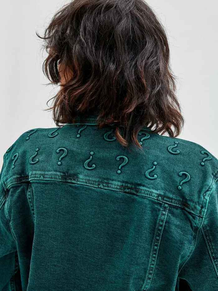 GUESS Jackets and Coats Women GUESS Originals x Batman Oversized Embossed Jacket Go Riddler Green Wash