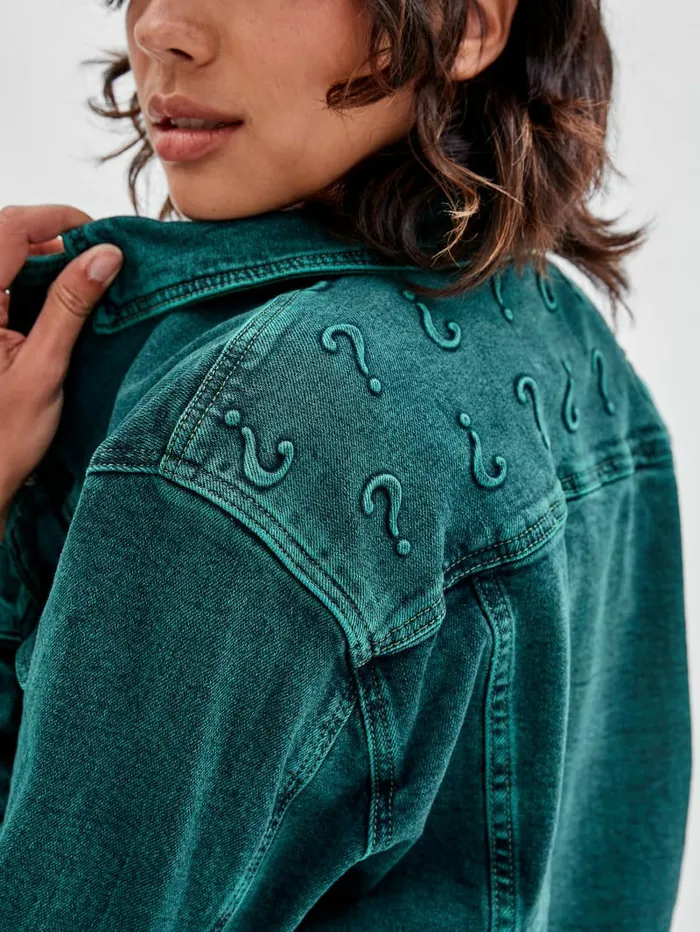 GUESS Jackets and Coats Women GUESS Originals x Batman Oversized Embossed Jacket Go Riddler Green Wash