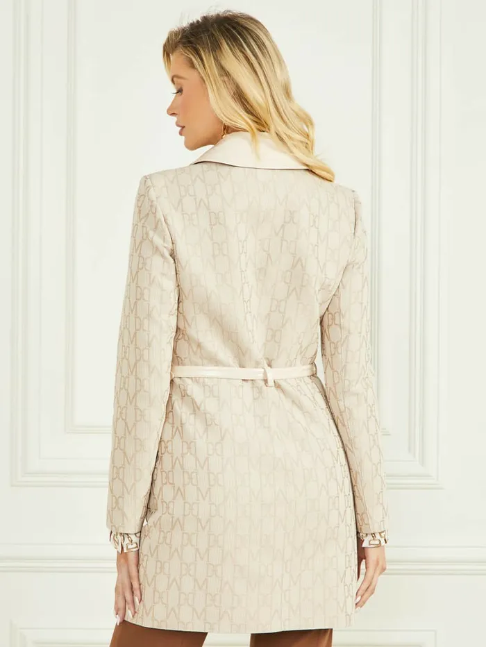 GUESS Jackets and Coats Women Jacquard Monogram Coat Sandy Shore Monogram GUESS Jackets and Coats Women Jacquard Monogram Coat Sandy Shore Monogram