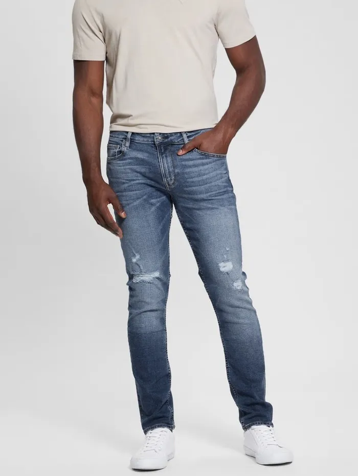 GUESS Jeans and Denim Men Finnley Distressed Slim Taper Jeans Mills GUESS Jeans and Denim Men Finnley Distressed Slim Taper Jeans Mills