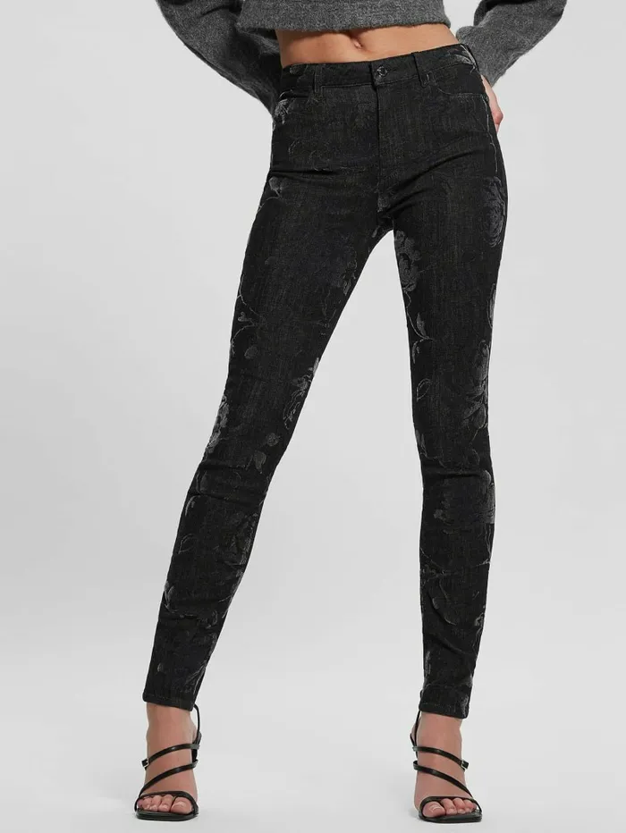 GUESS Jeans and Denim Women 1981 Metallic Floral Skinny Jeans Armstrong GUESS Jeans and Denim Women 1981 Metallic Floral Skinny Jeans Armstrong