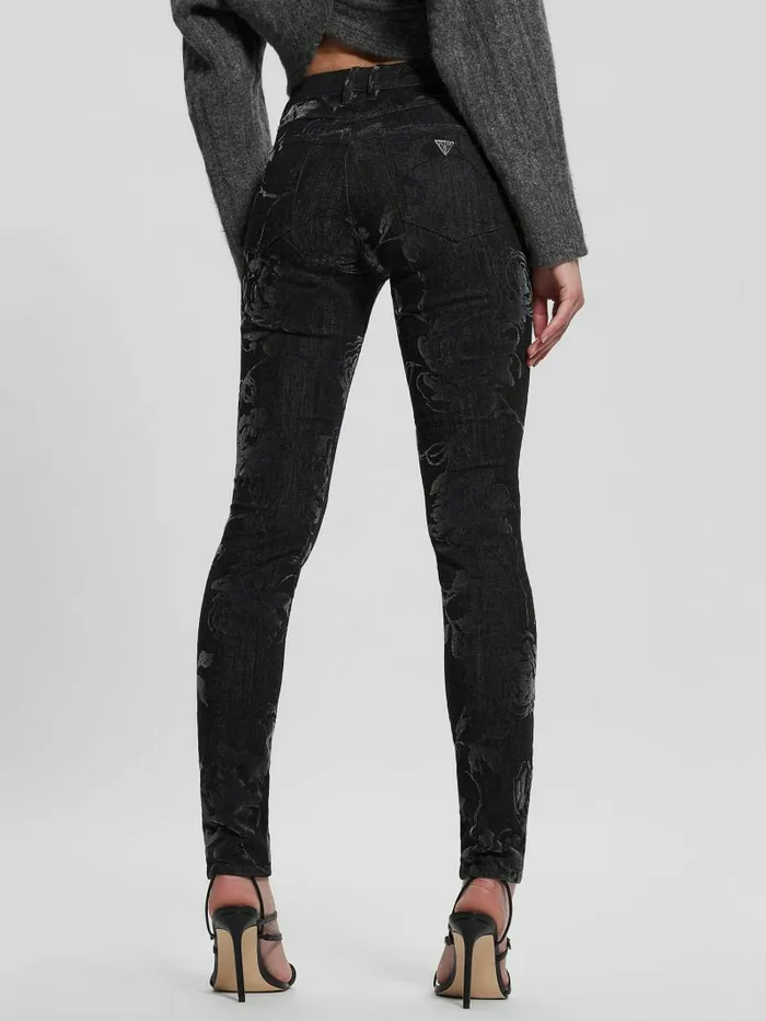 GUESS Jeans and Denim Women 1981 Metallic Floral Skinny Jeans Armstrong GUESS Jeans and Denim Women 1981 Metallic Floral Skinny Jeans Armstrong