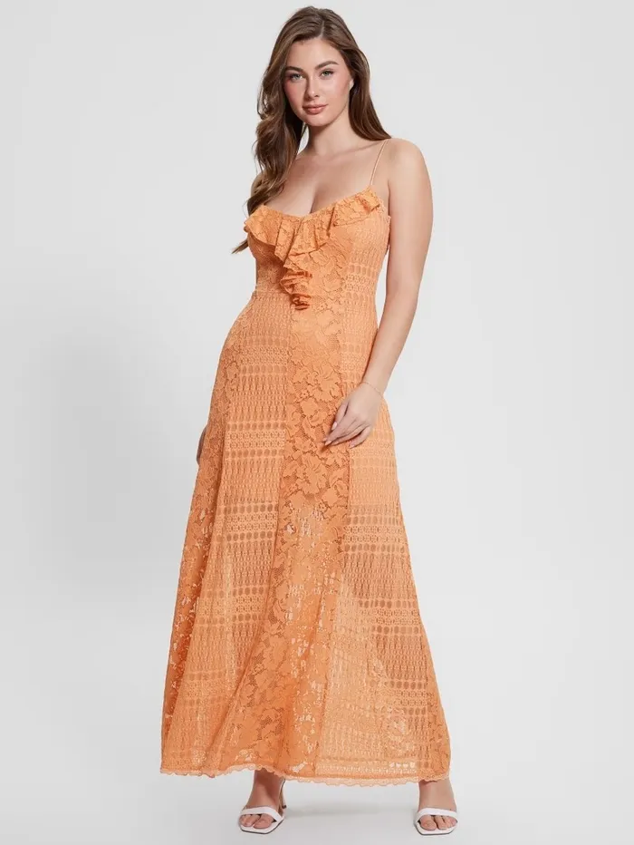 GUESS Kellie Lace Maxi Dress Sweet Peach Women Dresses and Jumpsuits GUESS Kellie Lace Maxi Dress Sweet Peach Women Dresses and Jumpsuits
