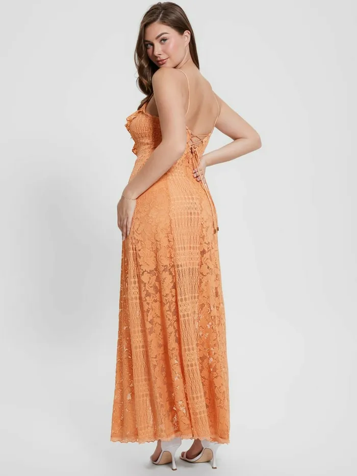 GUESS Kellie Lace Maxi Dress Sweet Peach Women Dresses and Jumpsuits GUESS Kellie Lace Maxi Dress Sweet Peach Women Dresses and Jumpsuits