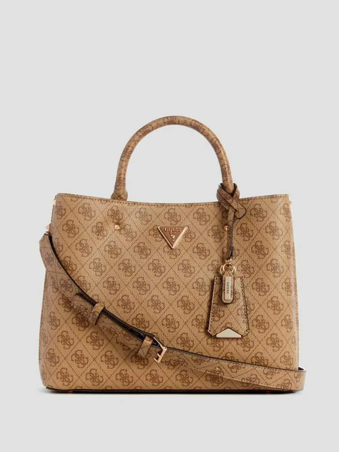 GUESS Meridian Signature Girlfriend Satchel Latte Logo Women Handbags
