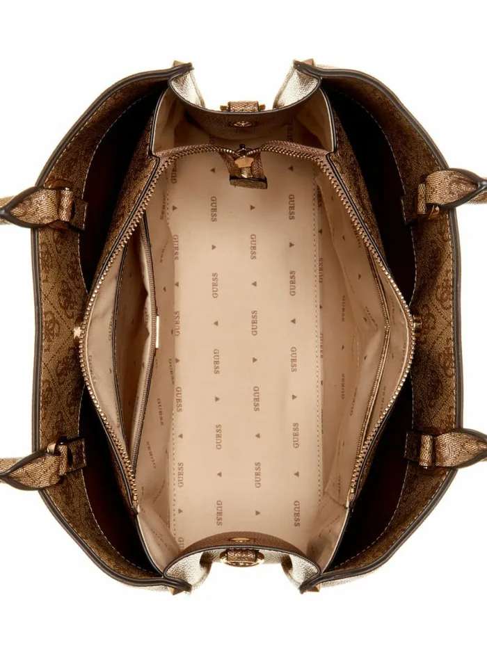 GUESS Meridian Signature Girlfriend Satchel Latte Logo Women Handbags GUESS Meridian Signature Girlfriend Satchel Latte Logo Women Handbags