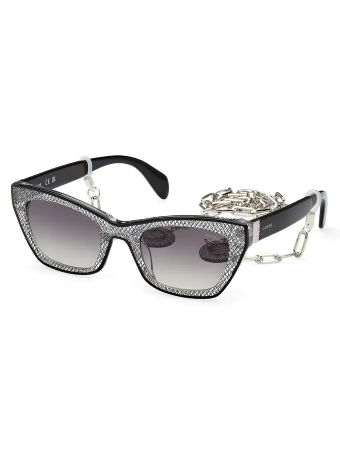 GUESS Metallic Plastic CatEye Sunglasses Silver Women Sunglasses GUESS Metallic Plastic CatEye Sunglasses Silver Women Sunglasses