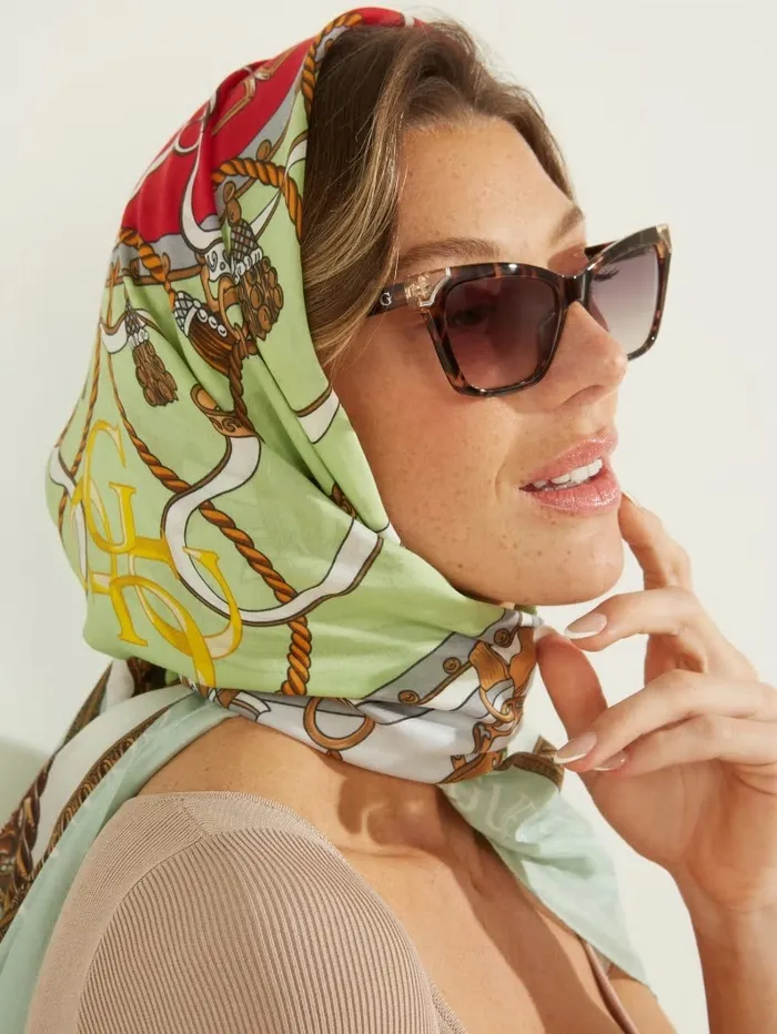 GUESS Monaco Silk Scarf Sky Women Hats and Scarves GUESS Monaco Silk Scarf Sky Women Hats and Scarves